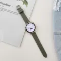 Green canvas smartwatch strap for Huawei watch GT4 41mm, elegant replacement band with golden case. - New GT4-18mm / Green