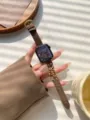 Braunes Jeans Uhrenarmband mit einseitiger Goldkette fuer Apple Watch Serie 41mm SE 9 8 7 - Braune Goldkette
