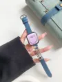 Blaues Jeans- und Metallketten-Uhrenarmband für Smartwatch, stilvolles Ersatzarmband Zubehör. - Blau Silberkette