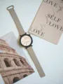Elegante smartwatch con cassa nera, quadrante con numeri romani e cinturino in pelle grigia. - GT4: 18mm / Kaki