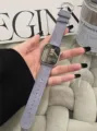Suède lederen vervangende horlogeband voor Apple Watch compatibel met serie 8 7 SE vrouw - 38/40/41mm / Haze Blauw