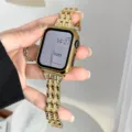 Fundas protectoras doradas electrochapadas con correa de diamantes de imitación Apple Watch - Dorado / 45mm (Serie 7/8/9)