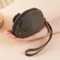 Cuero genuino ratón forma monedero para mujeres lindo mini cremallera mano cartera de llaves - Caqui Oscuro