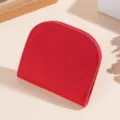 Rode mini-portemonnee van echt leer, compacte en ultradunne kaarthouder voor dames. - Rood