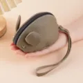 Monedero de raton de cuero marron mini bolso con cremallera lindo estuche de llaves - Café Claro