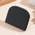 Zwarte mini-muntportemonnee van echt leer compact portemonnee kaarthouder voor dames. - Zwart