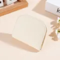 Mini cowhide leather short wallet for women, compact arch design in elegant off-white. - Off White