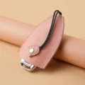Estuche de llave de coche de cuero genuino, elegante funda rosa con cordón negro. - Sin Tapa / Rosa