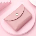 Monedero rosa de piel auténtica, cartera pequeña con botón de presión, elegante. - De una capa / Rosa