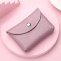 Porte-monnaie en cuir rose pour femme, mini portefeuille à pression et étui carte doux. - À un étage / Rose Poudré