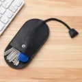 Astuccio per chiavi nero in vera pelle, custodia organizer compatta per chiavi auto. - Con coperchio / Nero