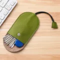 Custodia per chiavi in vera pelle verde, porta chiavi portatile in pelle bovina per auto. - Con coperchio / Verde