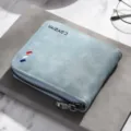 Cartera corta de hombre con cremallera azul claro retro de cuero tarjetero compacto - Azul claro