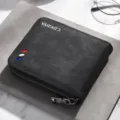 Monedero corto negro para hombre con ranuras para tarjetas y diseño de cuero elegante tarjetero. - Negro