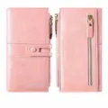 Monedero largo rosa para mujer con gran capacidad, múltiples ranuras para tarjetas y cremallera. - Rosa