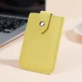 Tarjetero de cuero amarillo Funda para tarjetas ultra delgada Mini billetera minimalista - Amarillo