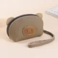 Lindo monedero de cuero de cerdo mini billetera de pulsera para mujeres tarjetero. - Café Claro