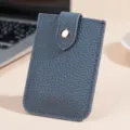 Tarjetero de cuero gris azulado cartera mini compacta minimalista elegante estu. - Azul Denim