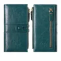 Cartera larga de mujer verde oscuro, gran capacidad en piel PU con monedero con cremallera. - Cian