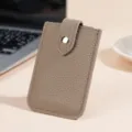 Minimalist genuine leather card holder, ultra-thin mini wallet for women, RFID blocking design. - Gray