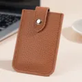 Brown genuine leather card holder, ultra-thin mini wallet and slim pocket organizer for daily use. - Earthy Yellow