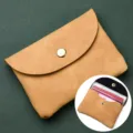 Mini monedero de piel suave tarjetero con botón a presión, cartera compacta para tarjetas y dinero. - Capa Única / Amarillo