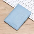 Tarjetero de cuero azul claro, elegante cartera minimalista ultra delgada para uso diario. - Azul claro