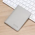 Tarjetero de cuero gris delgado, cartera minimalista para tarjetas de credito e identificacion. - Gris