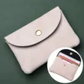 Monedero tarjetero de piel suave con boton a presion rosa claro, diseno compacto y elegante - Capa Única / Albaricoque