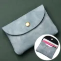 Soft leather coin purse and card holder with snap button. Compact mini wallet for daily use. - Single Layer / Blue