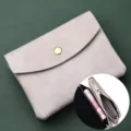Soft leather coin purse for women and men, mini card holder wallet with snap button closure. - Double Layer / Apricot