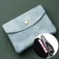 Soft leather coin purse mini card holder wallet with snap button for women and men daily use. - Double Layer / Blue