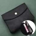 Black soft leather small wallet coin purse with snap closure and card slots inside for daily use. - Double Layer / Black