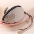 Genuine leather mouse coin purse cute cartoon mini wallet zipper key pouch for women - Beige Gray