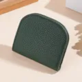 Genuine leather women's short mini wallet card holder soft compact coin purse fashion. - Dark Green