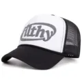 Vista di dettaglio del cappellino filthy con retro in rete e pannello in schiuma. - Regolabile 55-61cm / bianco e nero