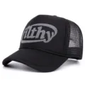 Cappellino trucker nero con retro in mesh e stampa filthy, cappello estivo traspirante. - Regolabile 55-61cm / Nero