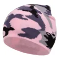 Close-up detail of the pink camouflage knit beanie showing soft woolen texture and warm fit. - Elastic 55-61cm / Pink Camo