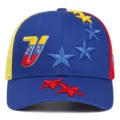 Berretto da baseball ricamato di alta qualità con design della bandiera del Venezuela e belle stelle. - Regolabile 55-61cm / Blu Venezuela