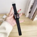Stylish black silicone mesh watch strap for Apple Watch Series 9 8 7 6 SE, comfortable band. - 38mm/40mm/41mm / Black
