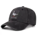 Berretto da baseball in cotone lavato vintage con ricamo di oca divertente, cappello casual. - Regolabile 55-59cm / Nero Lavato