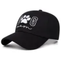 Classico cappellino da baseball nero in cotone con ricamo zampa simpatica mamma di cane. - Regolabile 55-59cm / Ricamo di Zampa di Cane / Nero