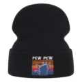 Berretto in maglia con gatto ricamato nero, cappello invernale caldo divertente per uomo donna - Elastico 55-61cm / Nero