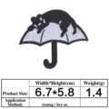 Black cat umbrella embroidered patch iron on sew on badge clothing repair clothing accessory - Black Cat Umbrella (6155)
