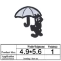 Cute black cat umbrella embroidered iron on patch for clothing repair and jacket decor. - Hiding Black Cat (6157)