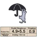 Cute cat with umbrella embroidered patch, DIY iron-on sew-on badge for clothes 4.9x5.5cm - Standing Black Cat (6158)