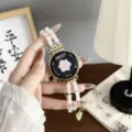 Chinese stijl witte jade bamboe kralen smartwatch band vervanging luxe metalen accessoire dames - Zelf gemeten 18mm / Witte Kralen