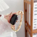 Goldenes O-förmiges Strass Metall Uhrenarmband kompatibel mit Apple Watch SE Serie Gold - 38mm/40mm/41mm / Gold