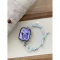 Bracelet tressé pour Apple Watch Série SE 9 10 Bleu Nylon Souple Respirant Sangle de Montre - Style Boucle Amulette Bleu Cristal / 38/40/41/S10 42mm Universel / Bleu