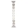 Metal Apple Watch strap detail view with bow and gemstone inlay design silver colour. - Starlight (Bow)